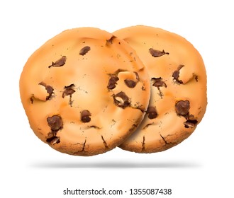 Chocolate chip cookies. Vector illustration isolated on white background. EPS10.	