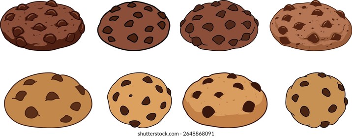 Diseño de arte de Ilustración vectorial de galletas de chip de chocolate