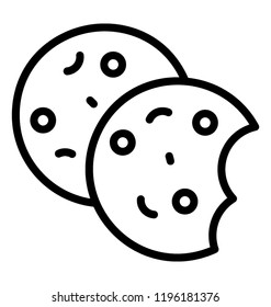 Chocolate chip with cream known as chocolate cookies icon
