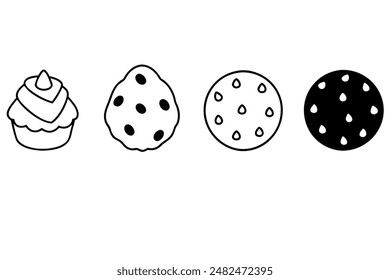 Chocolate Chip line art capturing pastry artistry design