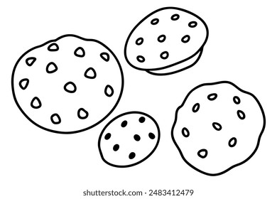 Chocolate Chip line art featuring sleek monoline dessert designs