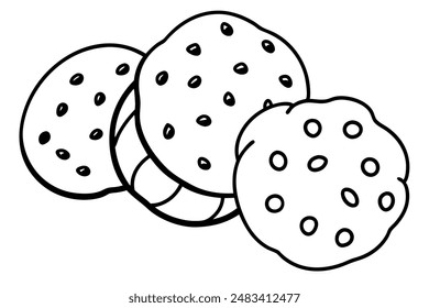 Chocolate Chip line art illustrating dessert elegance