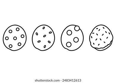 Chocolate Chip line art showcasing intricate cookie illustration