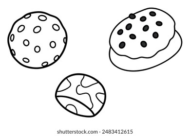 Chocolate Chip line art showcasing delicious cookie artistry