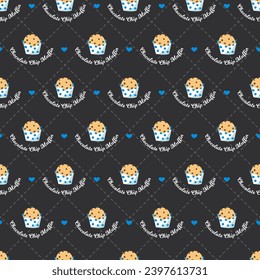 Chocolate Chip Muffin Party Delight Vector Pattern can be use for background and apparel design