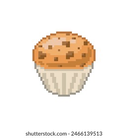 Chocolate chip muffin, pixel art food