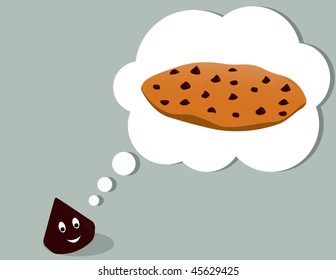 Chocolate chip thinking of cookie - vector version