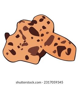 Chocolate chips clipart vector flat design on white background, dessert isolated clipping path element