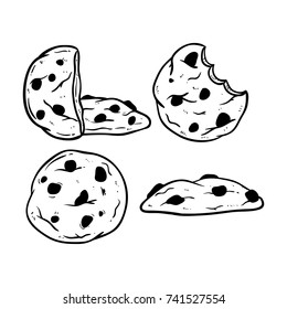chocolate chips cookie or biscuit with doodle art