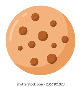A chocolate chips cookie in flat icon