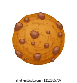 Chocolate chips cookie icon. Sweet food vector illustration.