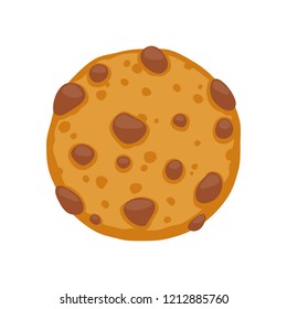 Chocolate chips cookie icon. Sweet food vector illustration.