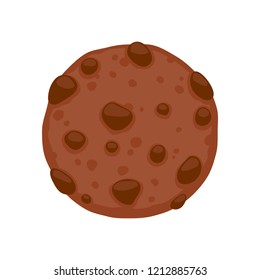 Chocolate chips cookie icon. Sweet food vector illustration.