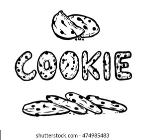 Chocolate chips cookie vector illustration