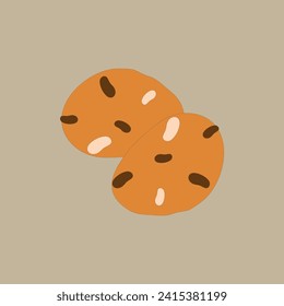 Chocolate chips cookies with almond vector illustration