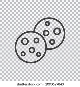Chocolate chips cookies outline icon. Vector isolated on transparent background.