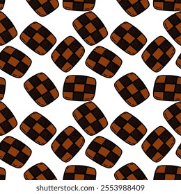 Chocolate chips cookies Seamless pattern bakery product flat design