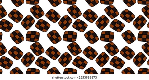 Chocolate chips cookies Seamless pattern bakery product flat design