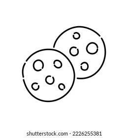 Icono del doodle de chips de chocolate. Esbozo negro dibujado a mano. Ilustración vectorial.