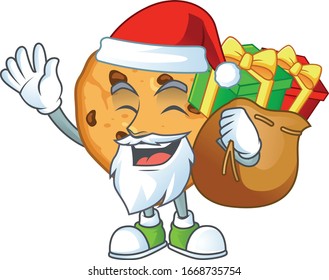 Chocolate chips love Cartoon character of Santa with box of gift