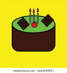 Chocolate chips on top of sweet cake icon vector illustration