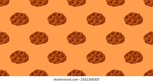 chocolate chips pattern background. cookie seamless pattern background. Cartoon illustration of Cookies. biscuits illustration.