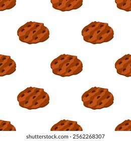 chocolate chips pattern background. cookie seamless pattern background. Cartoon illustration of Cookies. biscuits illustration.