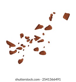 Chocolate chips. Vector illustration of chocolate pieces of different shapes hand drawn in flat style on white background