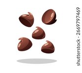 Chocolate chips vector isolated on white background.