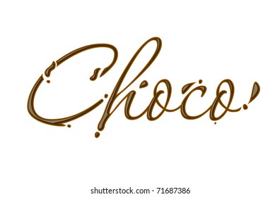 Chocolate choco text made of chocolate vector design element.