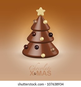 Chocolate christmas tree decorations postcard