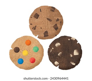 Chocolate Chunk Cookies American style watercolor