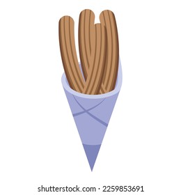 Chocolate churros icon isometric vector. Spain churro. Dessert food