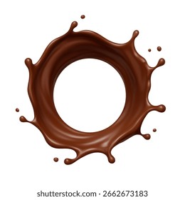 Chocolate circle splash isolated on white background. Vector illustration