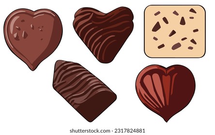 Chocolate clipart vector set flat design on white background, dessert isolated icon set element No.3