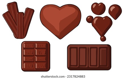 Chocolate clipart vector set flat design on white background, dessert isolated icon set element No.4