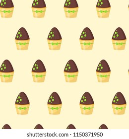 Chocolate coated cupcakes. Seamless pattern. Vector illustration.