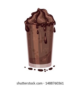 Chocolate cocktail in a glass. Vector illustration on a white background.