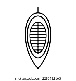 Chocolate cocoa bean icon.  Linear style herb and spice logotype. Black on white background silhouette symbol. 