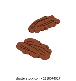 Chocolate Cocoa Bean In Pod Isolated Cartoon Whole Grain. Vector Superfood Walnut, Coffee Pod. Brown Walnut Kernel, Raw Nut