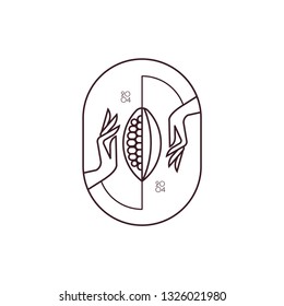 Chocolate Cocoa Beans Icon on White Background. 