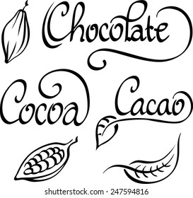 chocolate, cocoa, cacao text