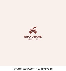 Chocolate, Cocoa Fruits Logo Template. Chocolate Cocoa Beans Cocoa Pod And Plant Cacao Vector Design Nature.
