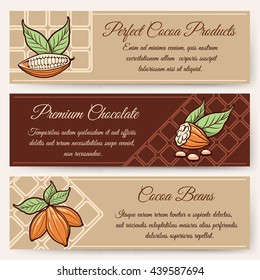 Chocolate and cocoa packaging or banner templates vector