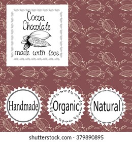 Chocolate and cocoa packaging. Seamless patterns.