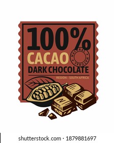 chocolate and cocoa pieces emblem with text