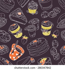 Chocolate. Cocoa. Seamless vector pattern (background).