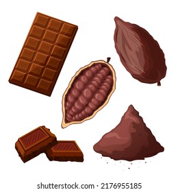 Chocolate Cocoa Set Cartoon Vector Dark Stock Vector (Royalty Free ...