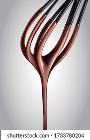 Chocolate cocoa stream isolated. 
Melted chocolate cream. 
kitchen rod. Dessert