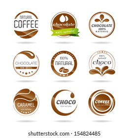 Chocolate, coffe and caramel icon design - sticker.